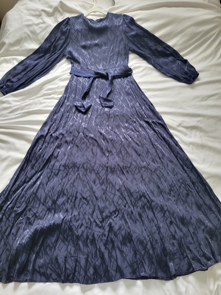 New DEEN CITY Navy Blue Abaya Zigzag Maxi Dress - Size 40/Small - photo 2