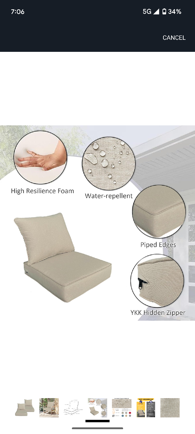 Outdoor Chair Cushions - Water Repellent
