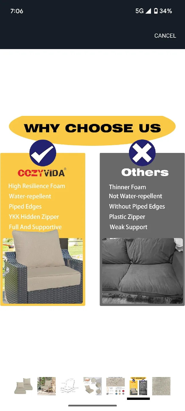 Outdoor Chair Cushions - Water Repellent image indicator(6)