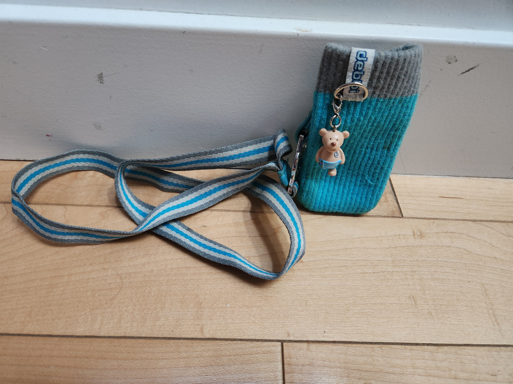 Debbi Blue/Grey Sock Bag With Lanyard