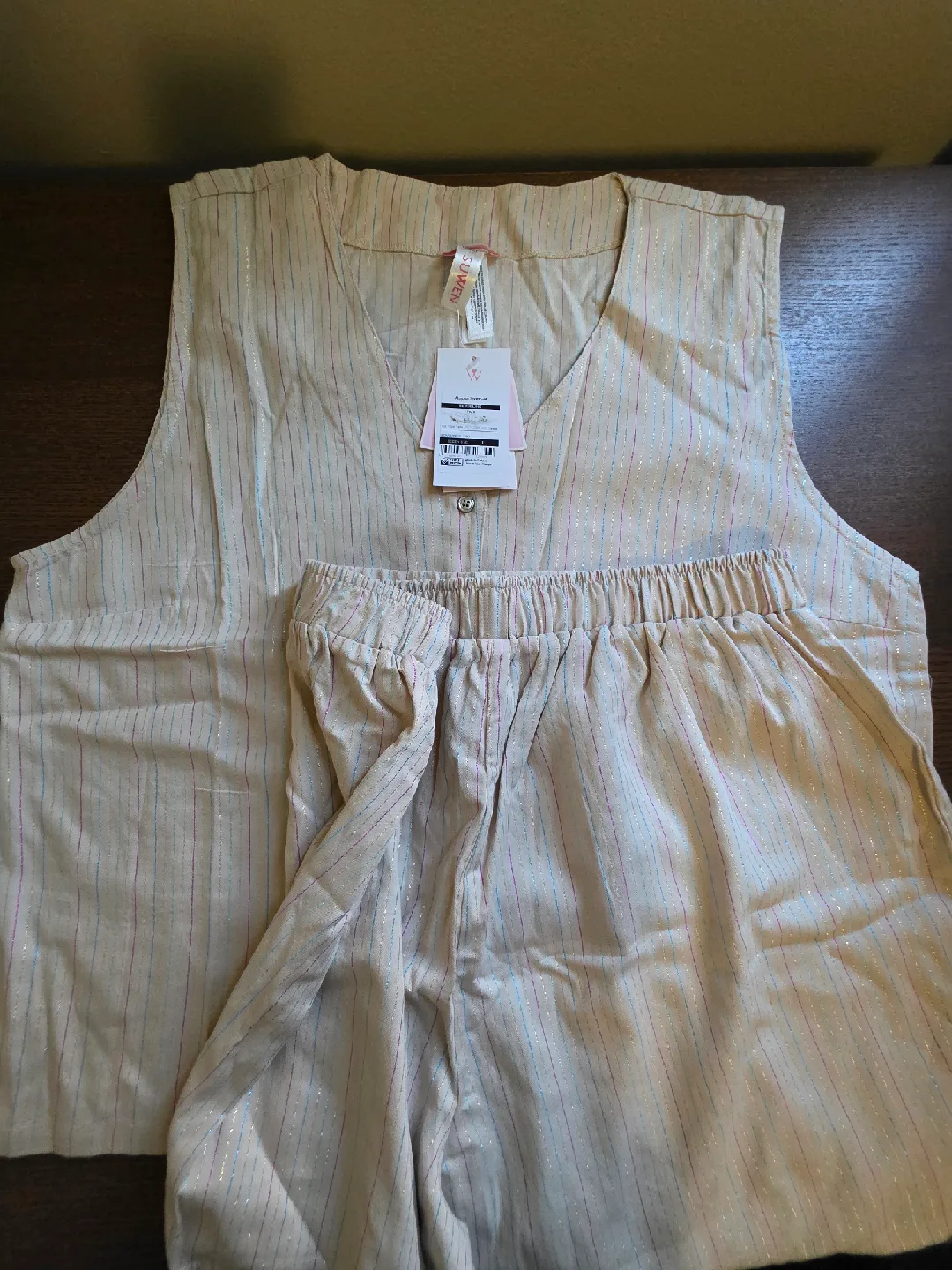 SUMWEN Striped Pajama Set - Size XL - New