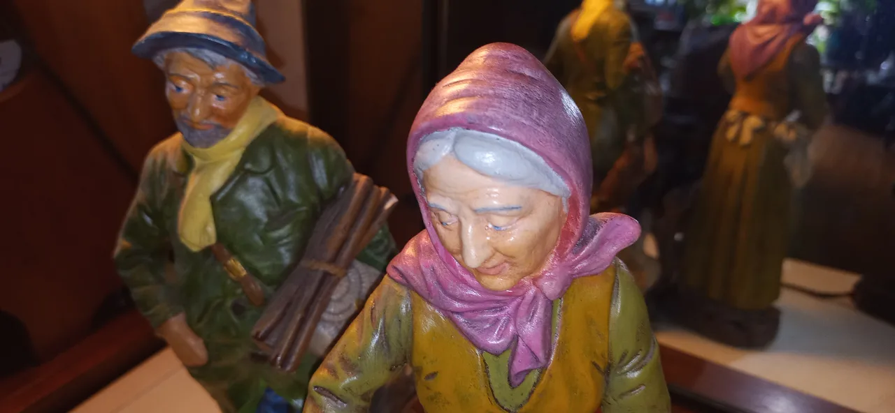 Mid Century Chalk Art Hunter & Woman Figurines image indicator(10)