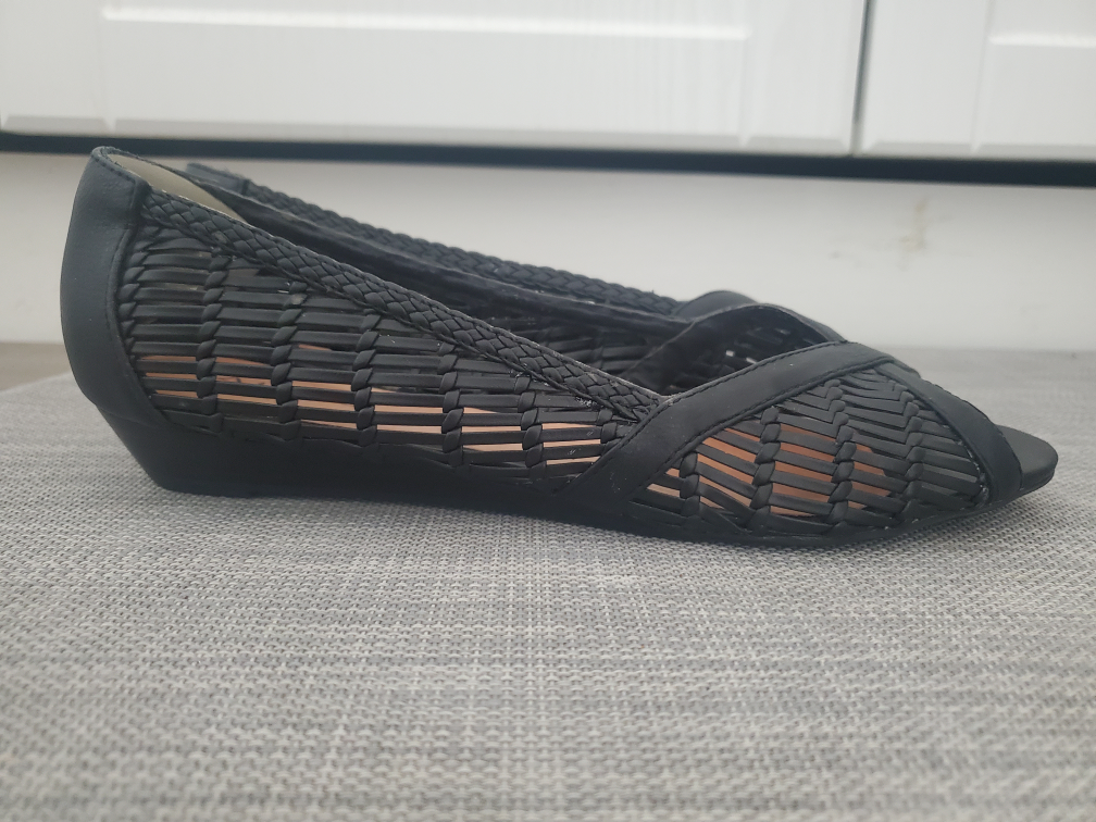 ALDO Black Woven Peep-Toe Flats - photo 2