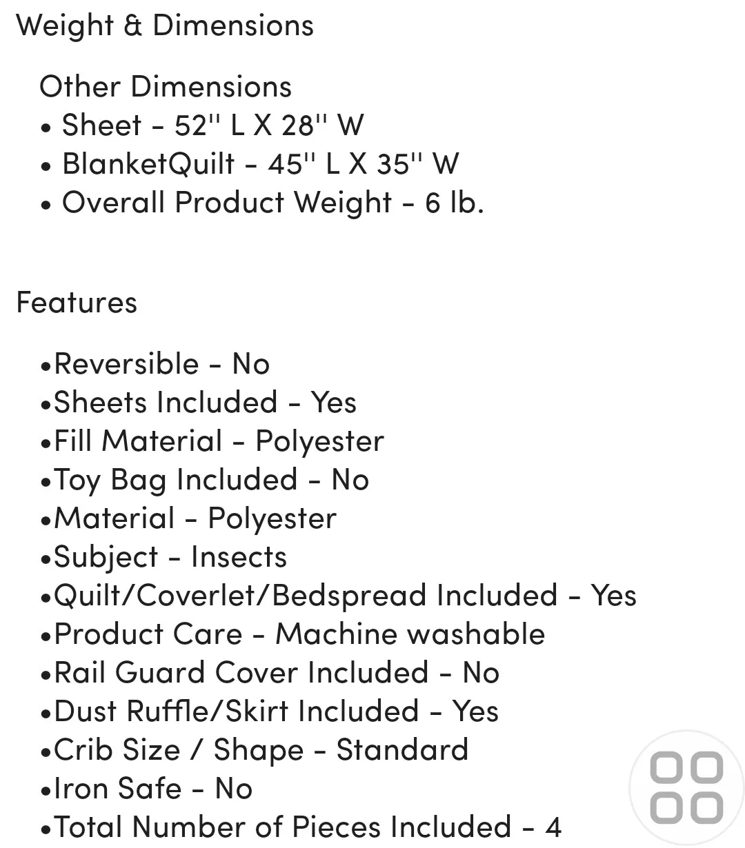 4-Piece Crib Bedding Set - Butterfly & Floral Design image indicator(3)