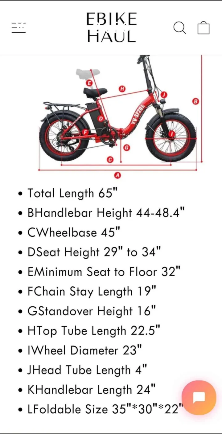 VTUVIA SF20 20" Step-Thru Folding Fat Tire Electric Bike image indicator(2)