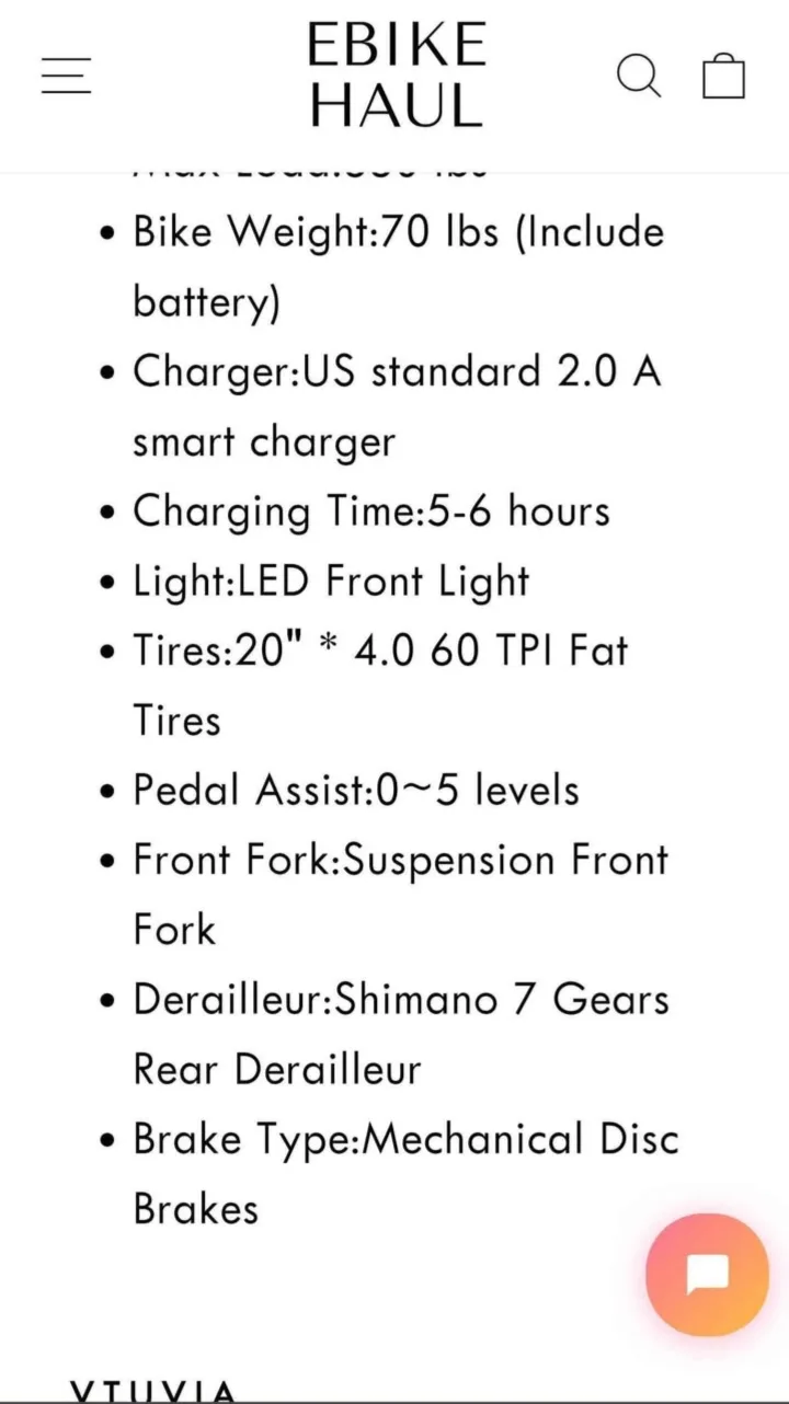 VTUVIA SF20 20" Step-Thru Folding Fat Tire Electric Bike image indicator(3)