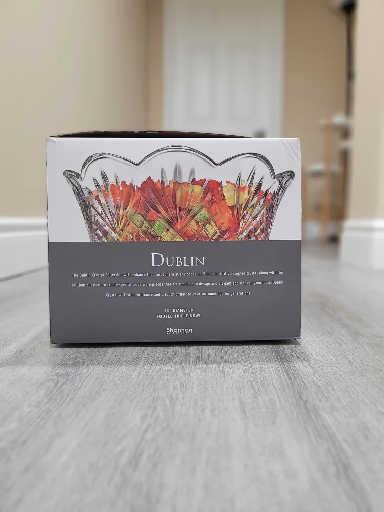 Shannon Crystal Dublin 10" Footed Trifle Bowl - New in Box thumbnail