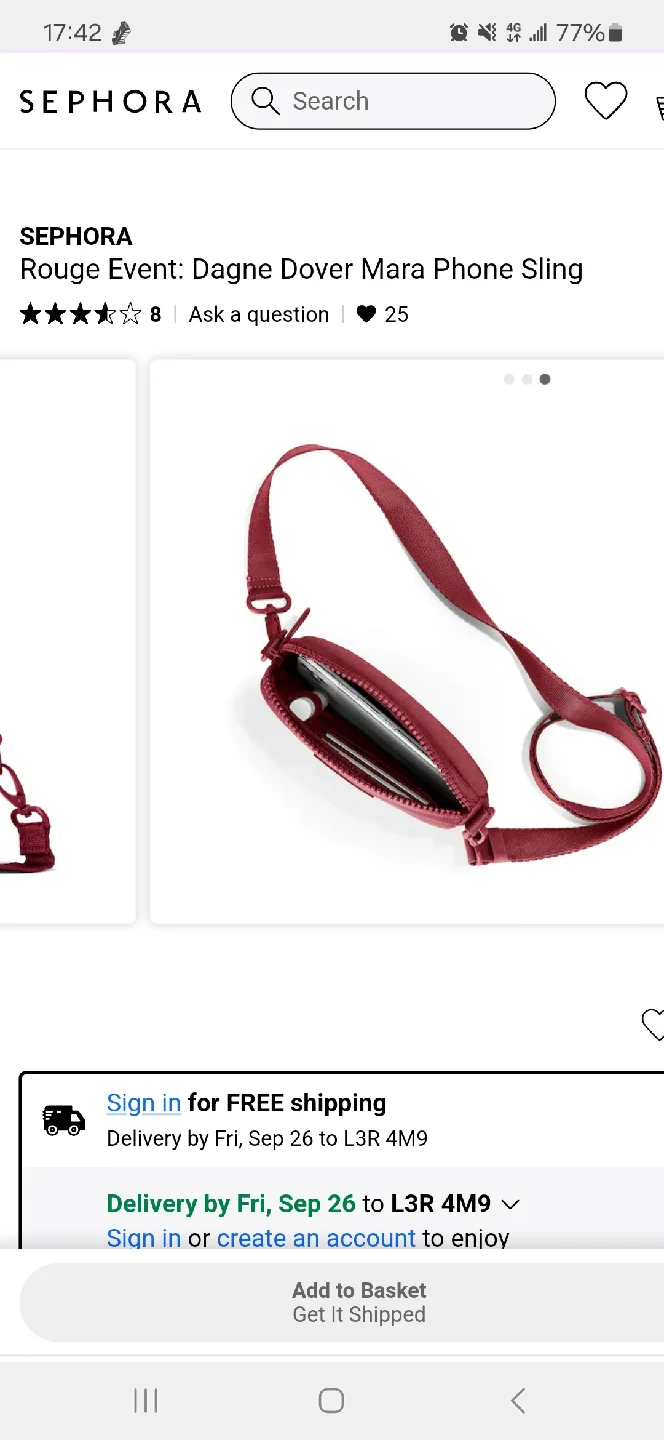 Sephora Dagne Dover Dark Red Phone Sling Small Pouch, Fanny Pack image indicator(2)