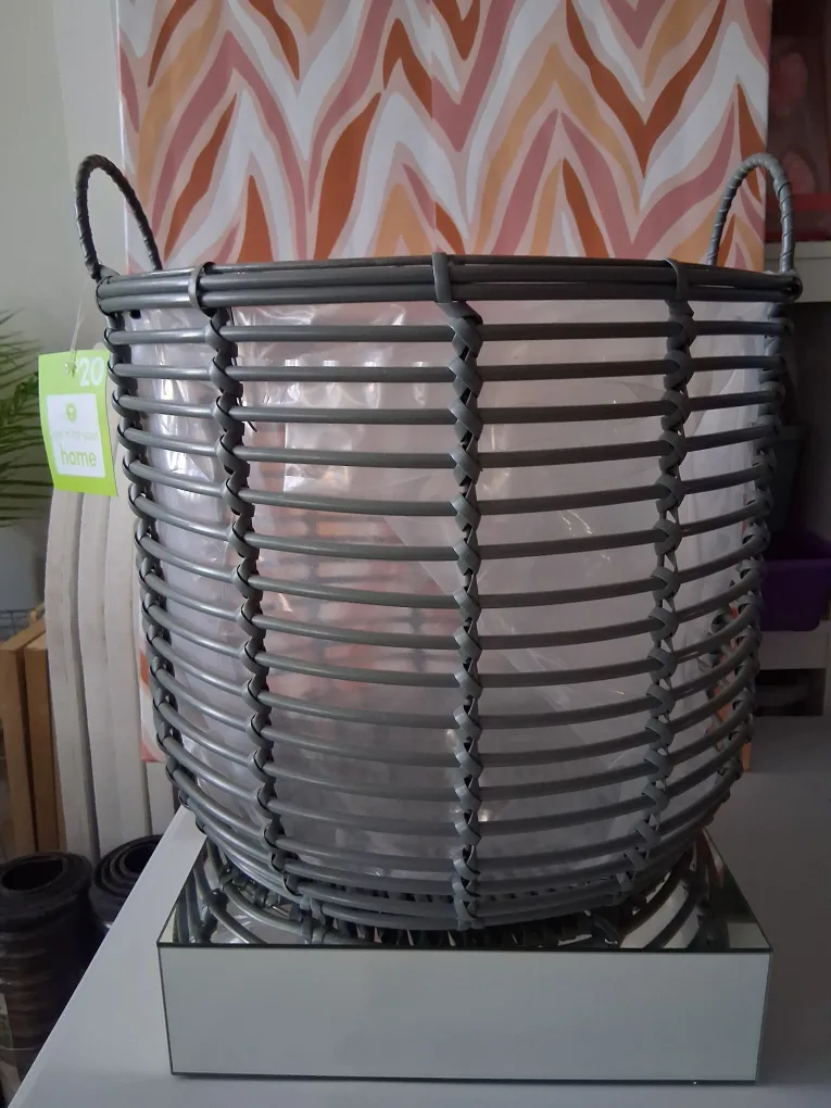 Gray Woven Basket with Handles thumbnail