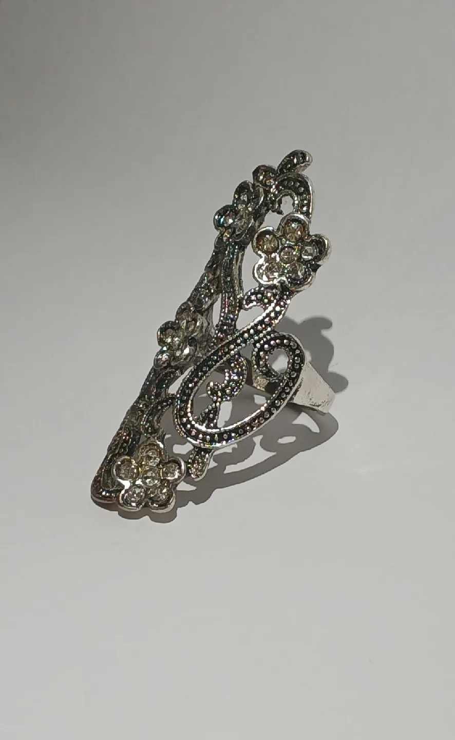 Silver colour Floral Statement Ring thumbnail