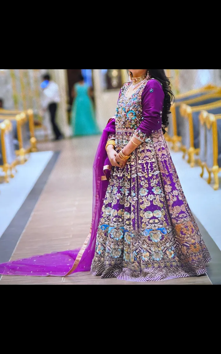 Purple Embroidered Anarkali Dress