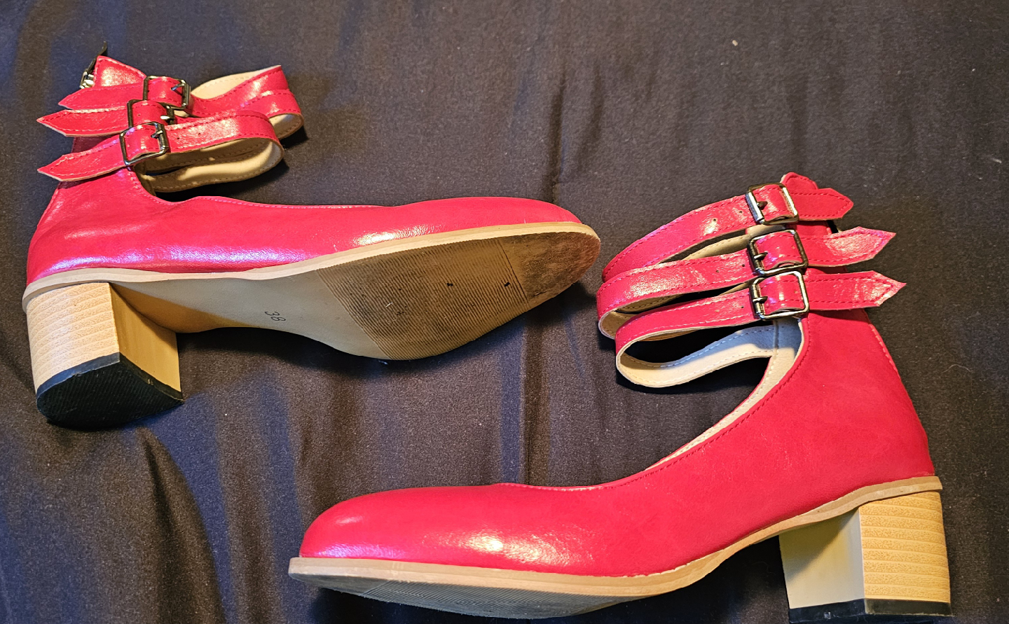 Red Ankle Strap Heels - Size 38 - photo 3