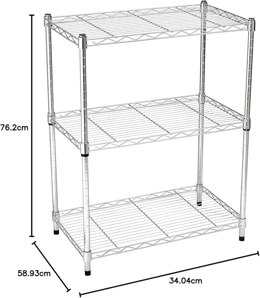 3-Tier Adjustable Metal Wire Shelving Unit