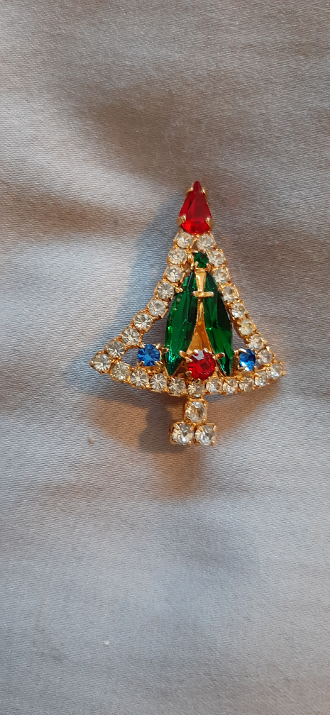 Christmas Tree Rhinestone Brooch