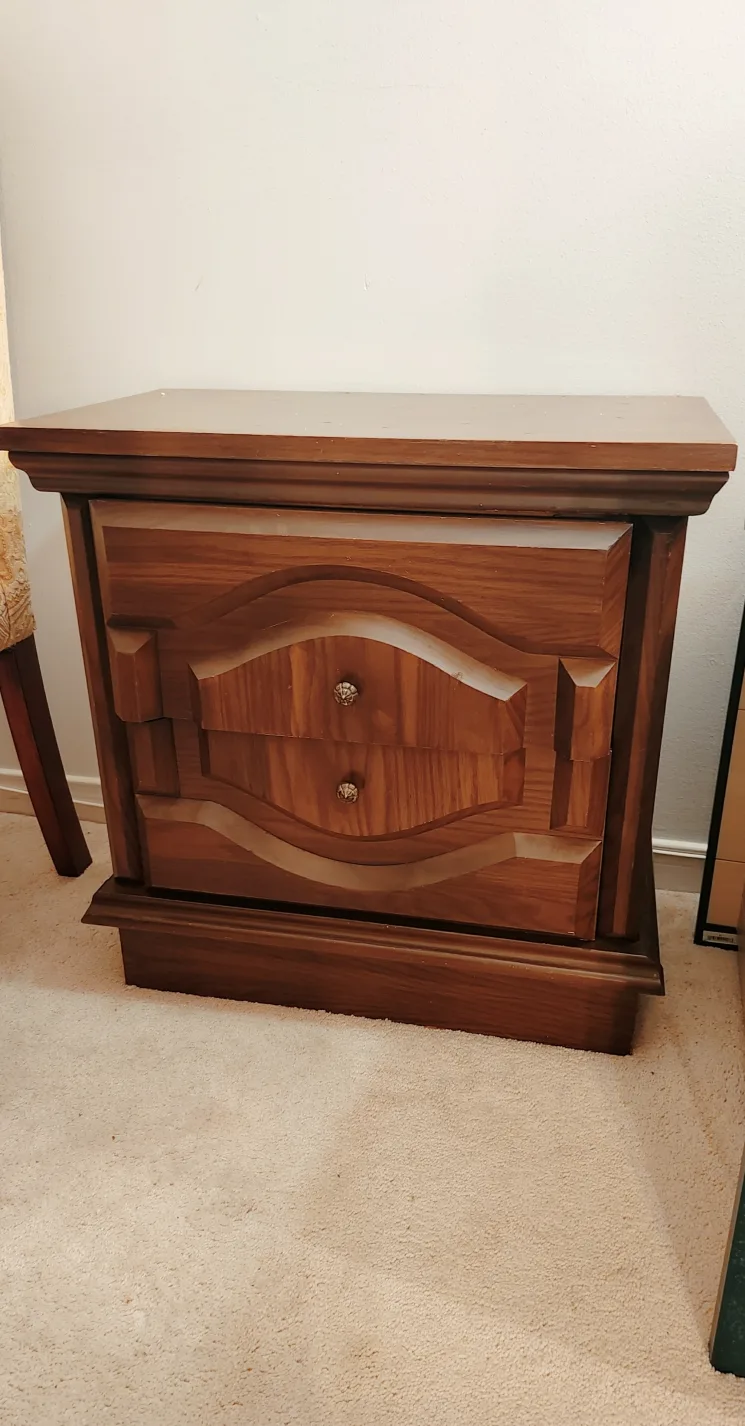 Wooden Nightstand with Two Drawers thumbnail