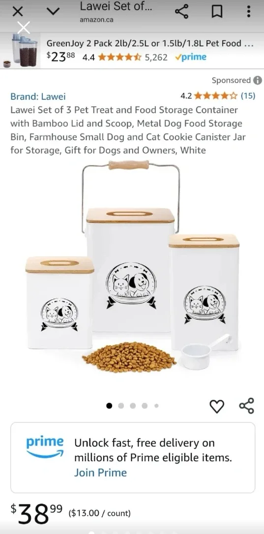 New Lawei Set of 3 Pet Treat Containers thumbnail