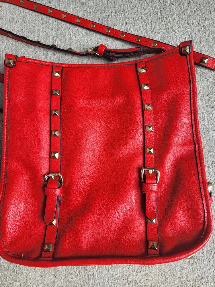 D&L Red/Orange Studded Shoulder Bag thumbnail