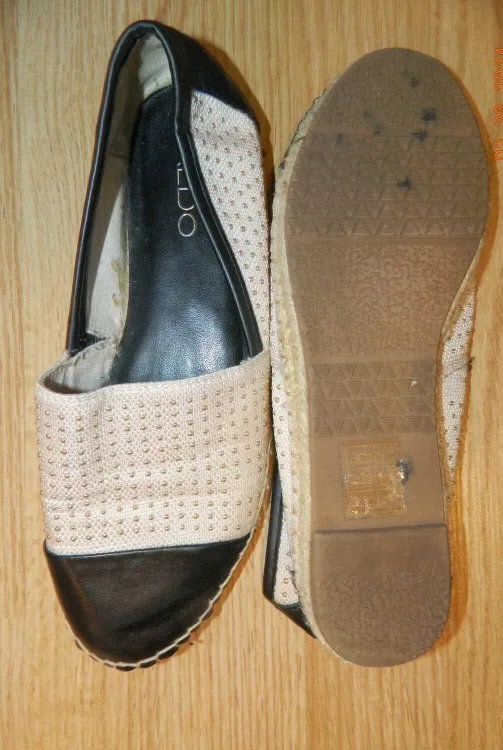 Aldo Beige & Black Espadrille Flats size 8 thumbnail