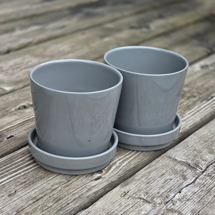Grey Ceramic Plant Pots - Set of 2 thumbnail