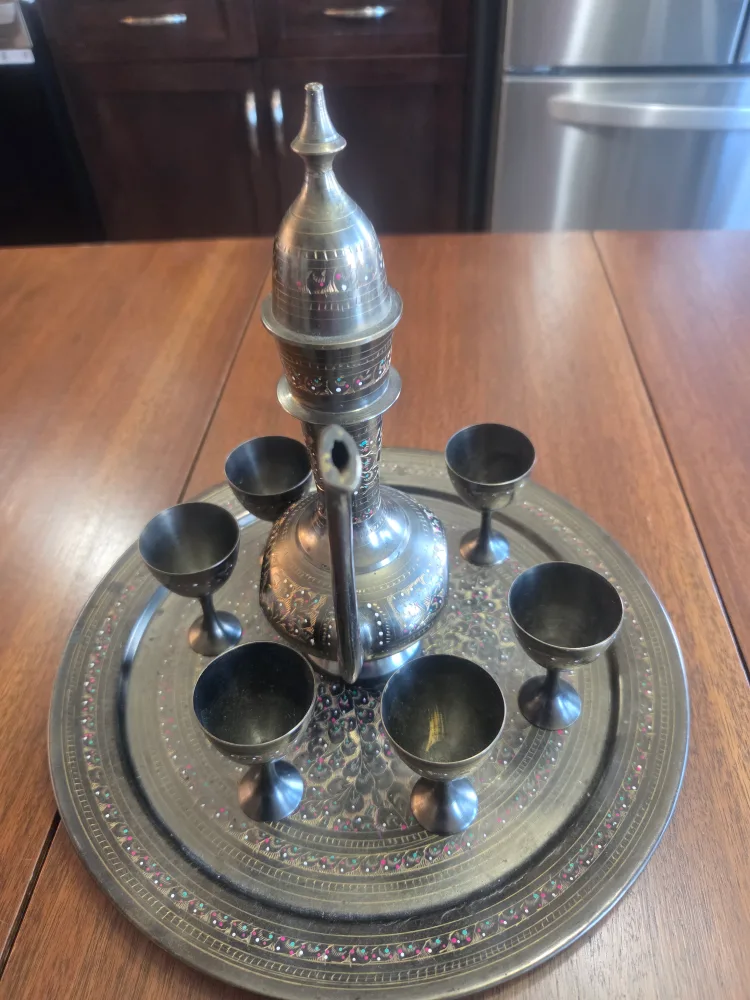 Vintage Brass Pitcher and Goblet Set image indicator(2)