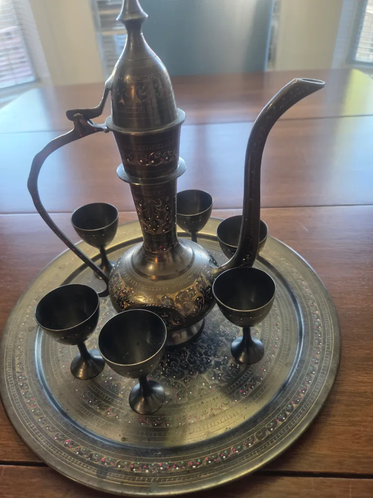 Vintage Brass Pitcher and Goblet Set image indicator(3)