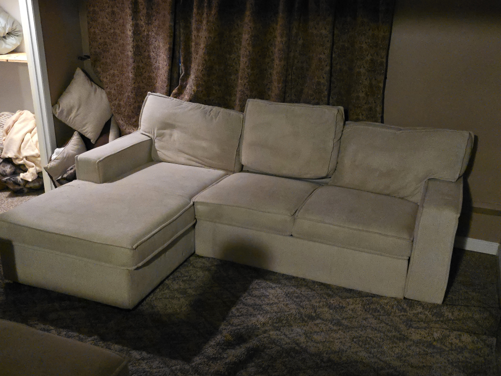 Beige Sofa bed, chair & Ottoman