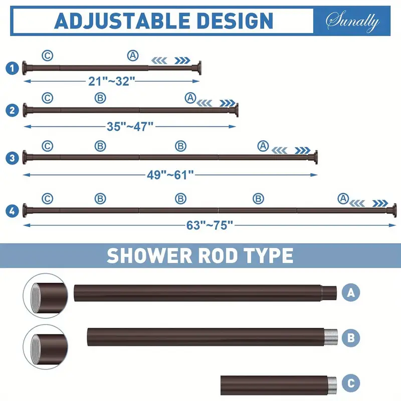 Sunally Adjustable Shower Curtain Rod - photo 4