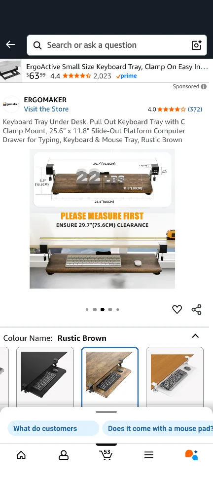 Ergomaker Keyboard Tray Under Desk - Rustic Brown image indicator(3)