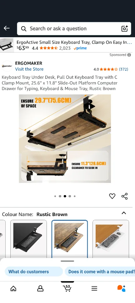 Ergomaker Keyboard Tray Under Desk - Rustic Brown image indicator(4)