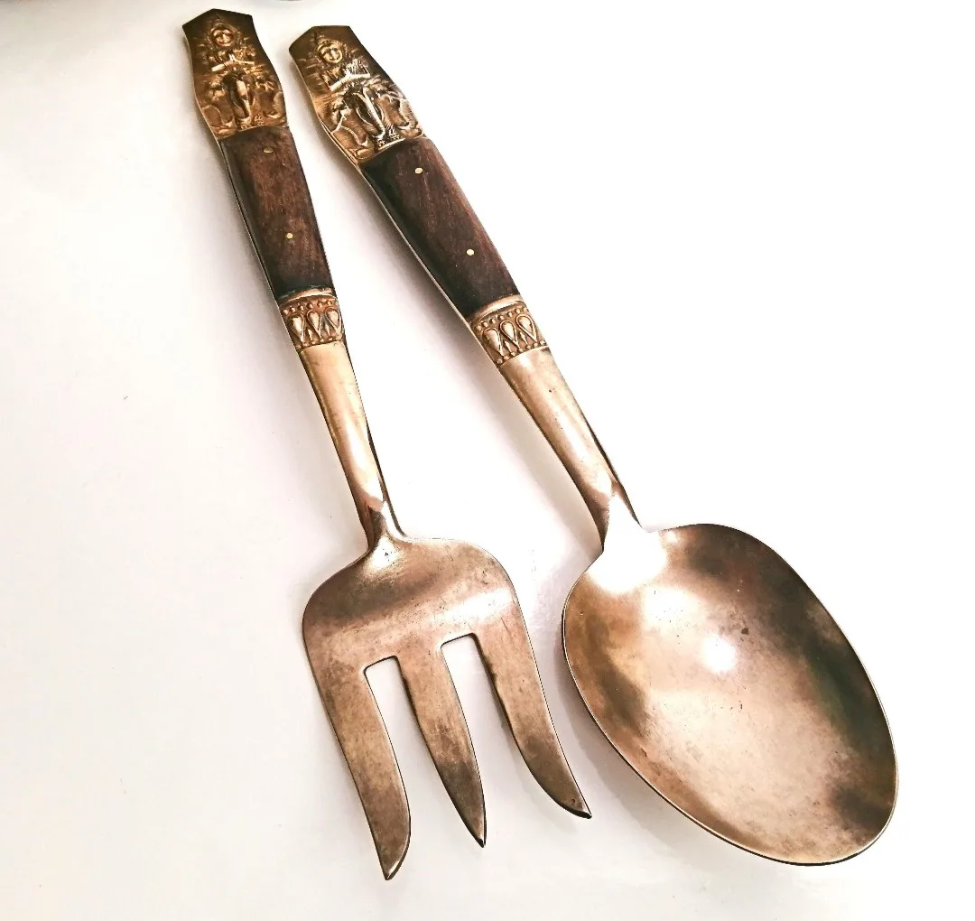 Bronze Nickel Serving Utensils ~ Salad Servers image indicator(2)