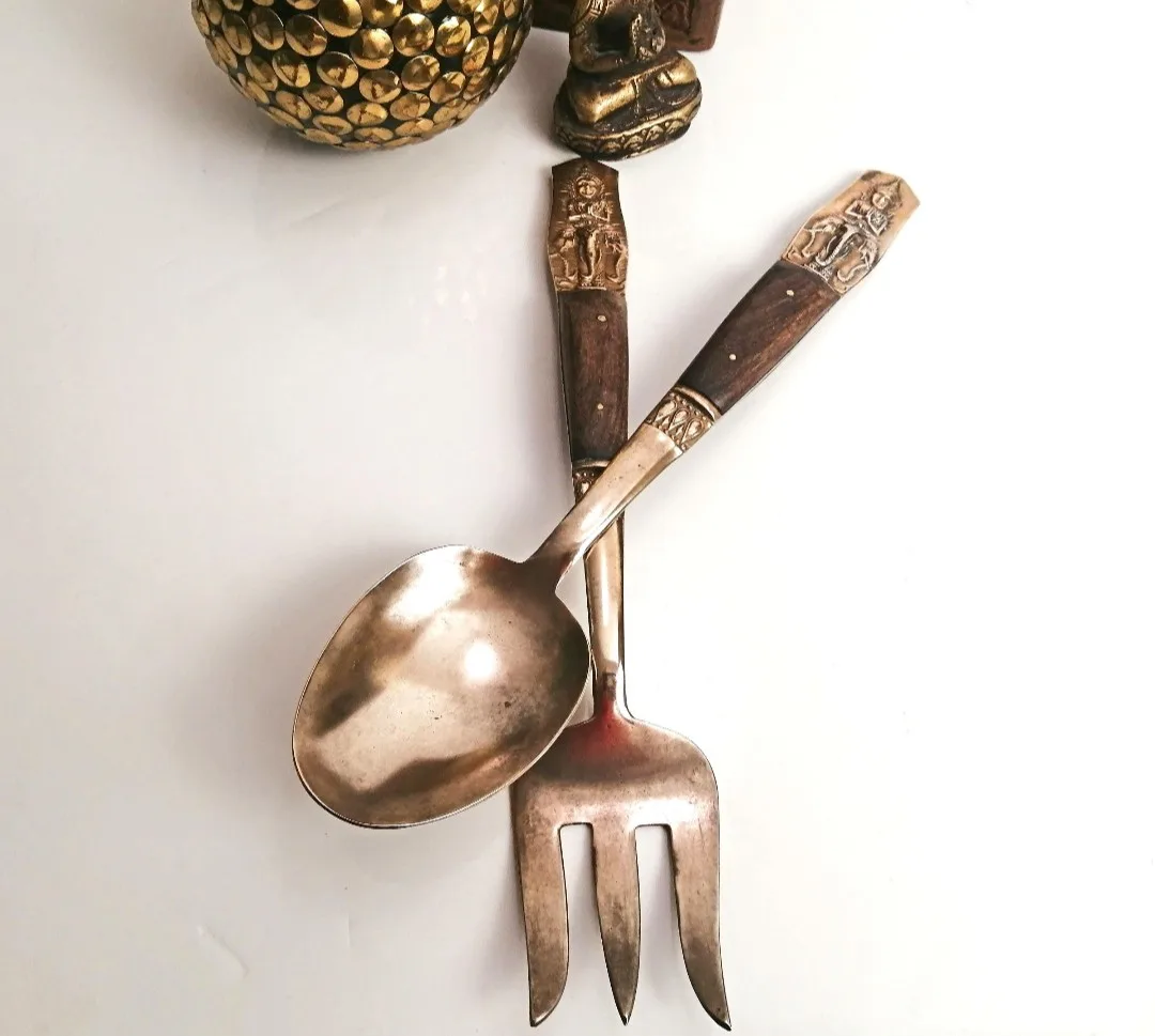 Bronze Nickel Serving Utensils ~ Salad Servers image indicator(4)