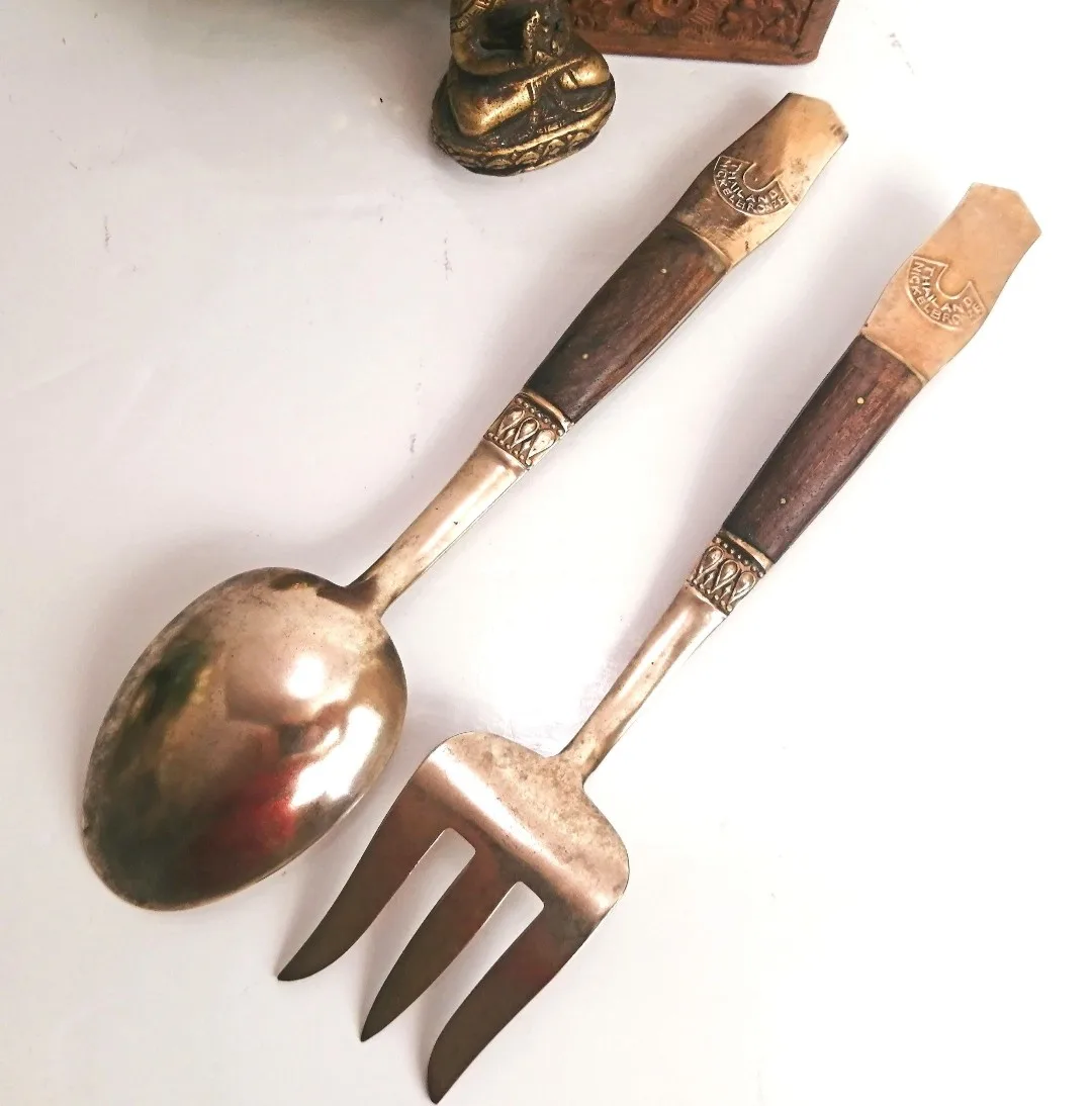 Bronze Nickel Serving Utensils ~ Salad Servers image indicator(6)