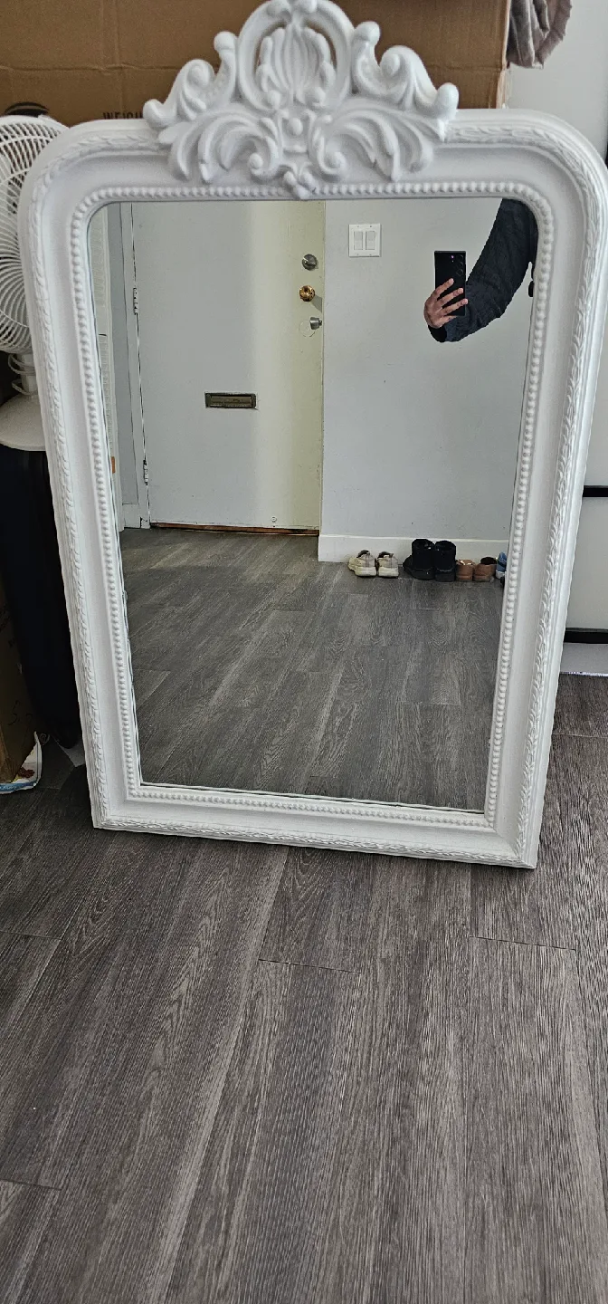 Large White Ornate Framed Mirror image indicator(3)