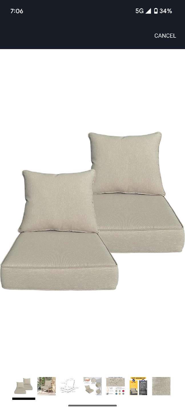 Outdoor Chair Cushions - Water Repellent - photo 3
