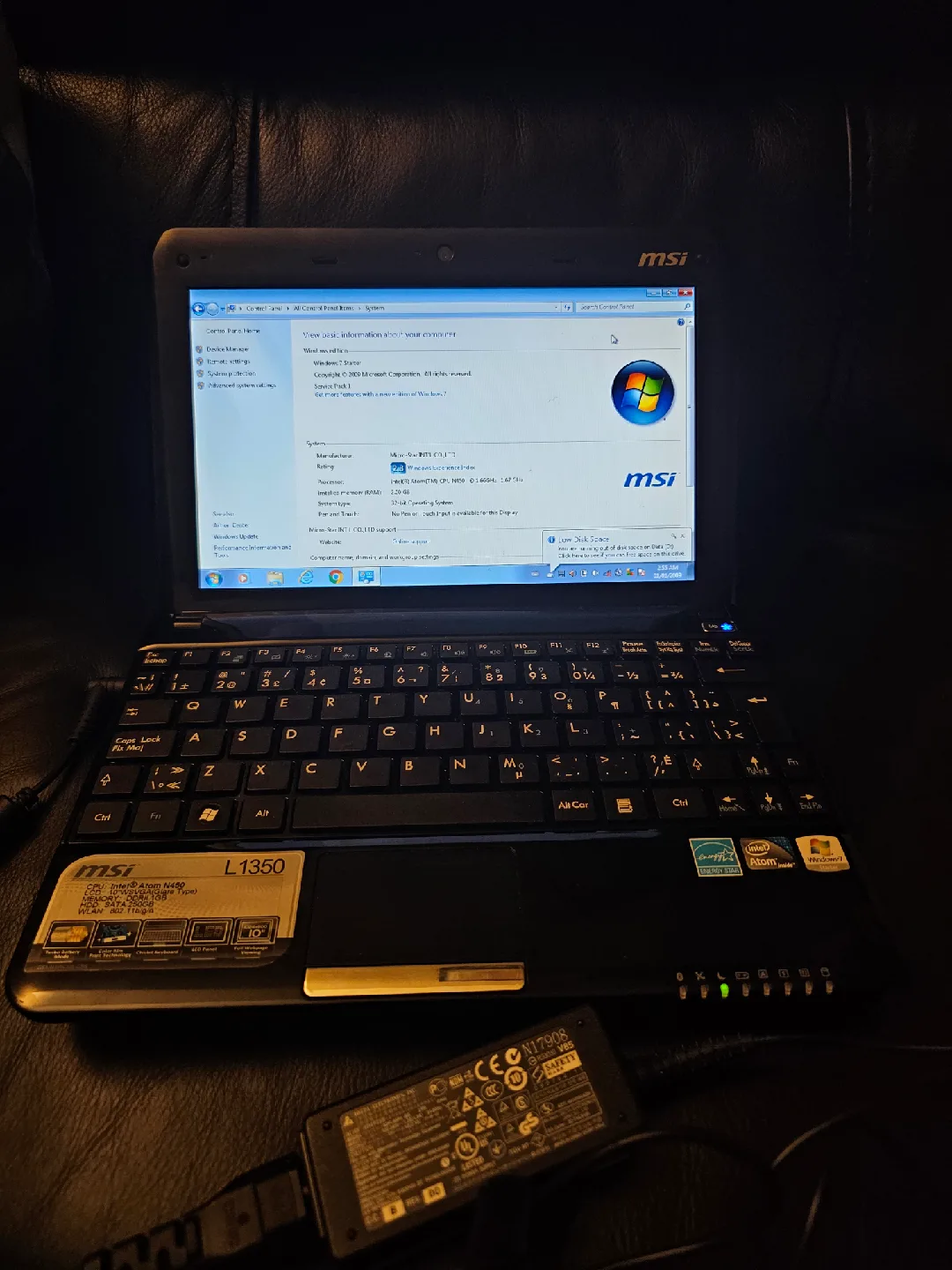 MSI L1350 10.1" Netbook Intel Atom N450 2GB-250GB Windows 7