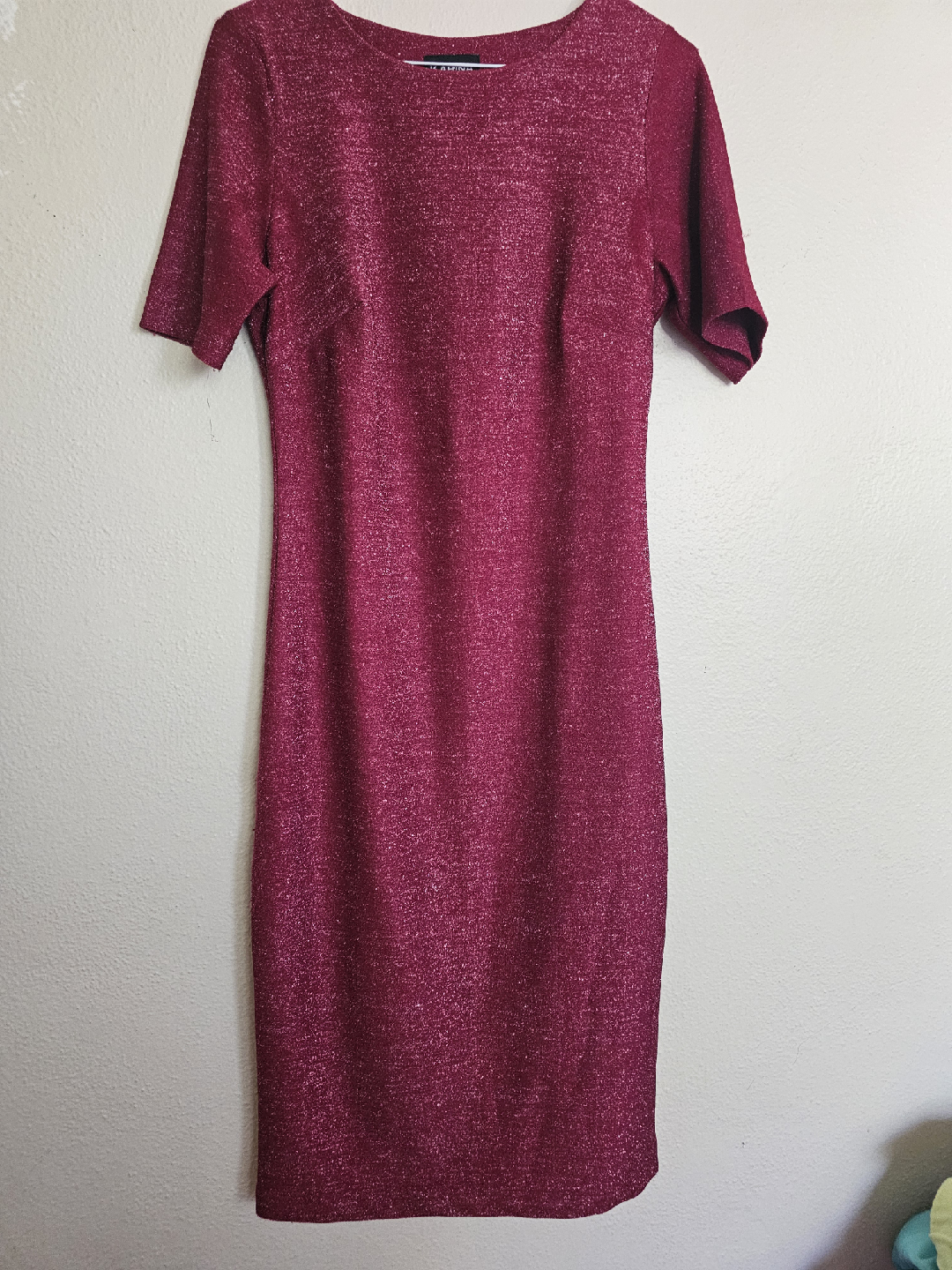 burgundy Sparkly Short Sleeve Dress