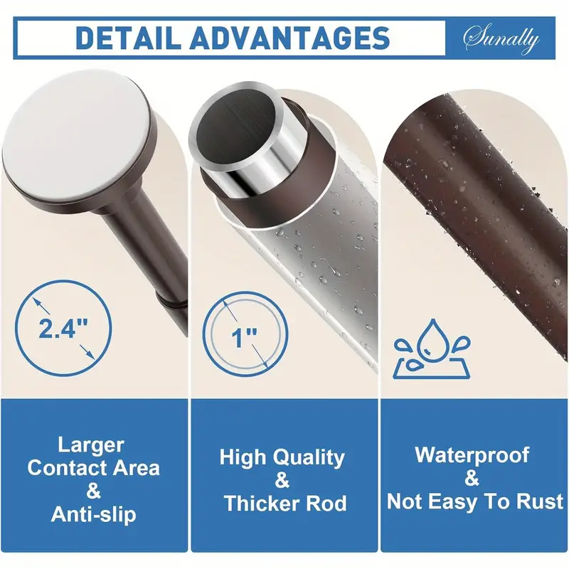 Sunally Adjustable Shower Curtain Rod - photo 3