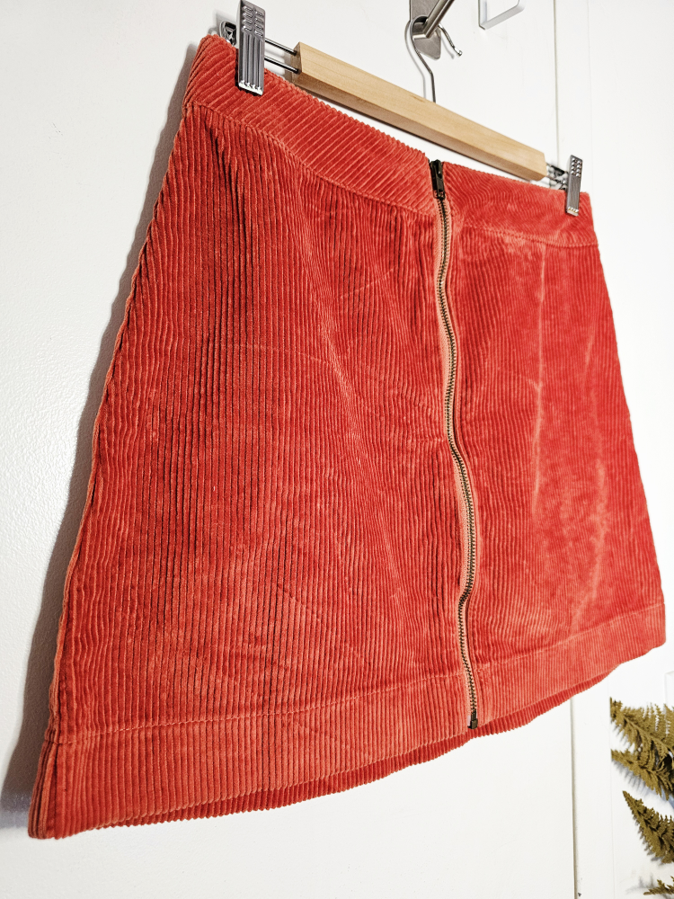 Small American Apparel Orange Corduroy Mini Skirt - photo 3