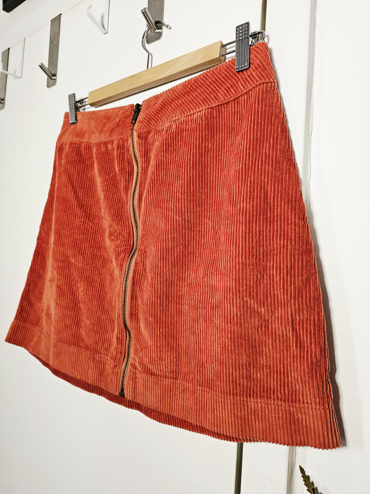 Small American Apparel Orange Corduroy Mini Skirt - photo 4