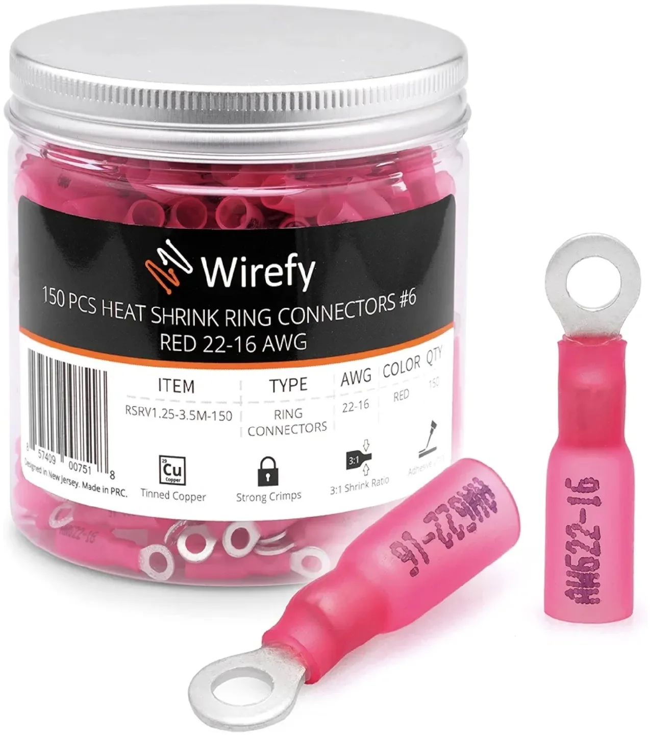 Wirefy Heat Shrink Ring Connectors #6 - Red thumbnail