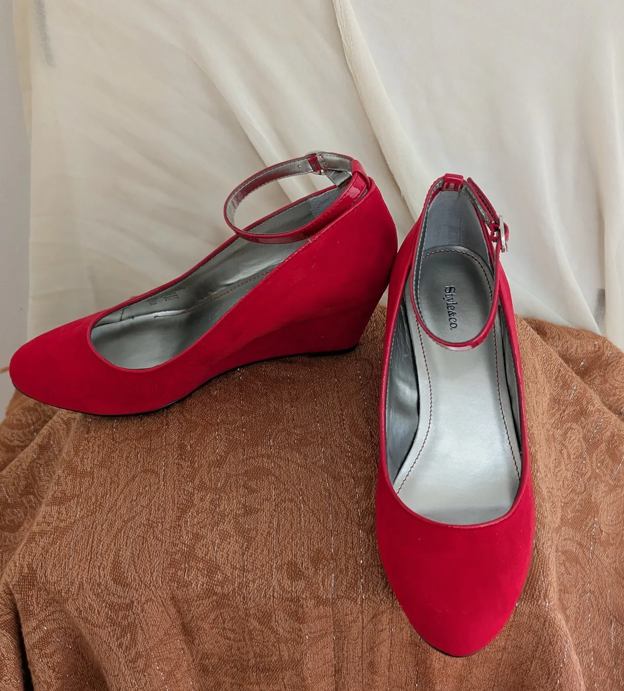 Style&co. Red Wedge Heels- Size 7M thumbnail