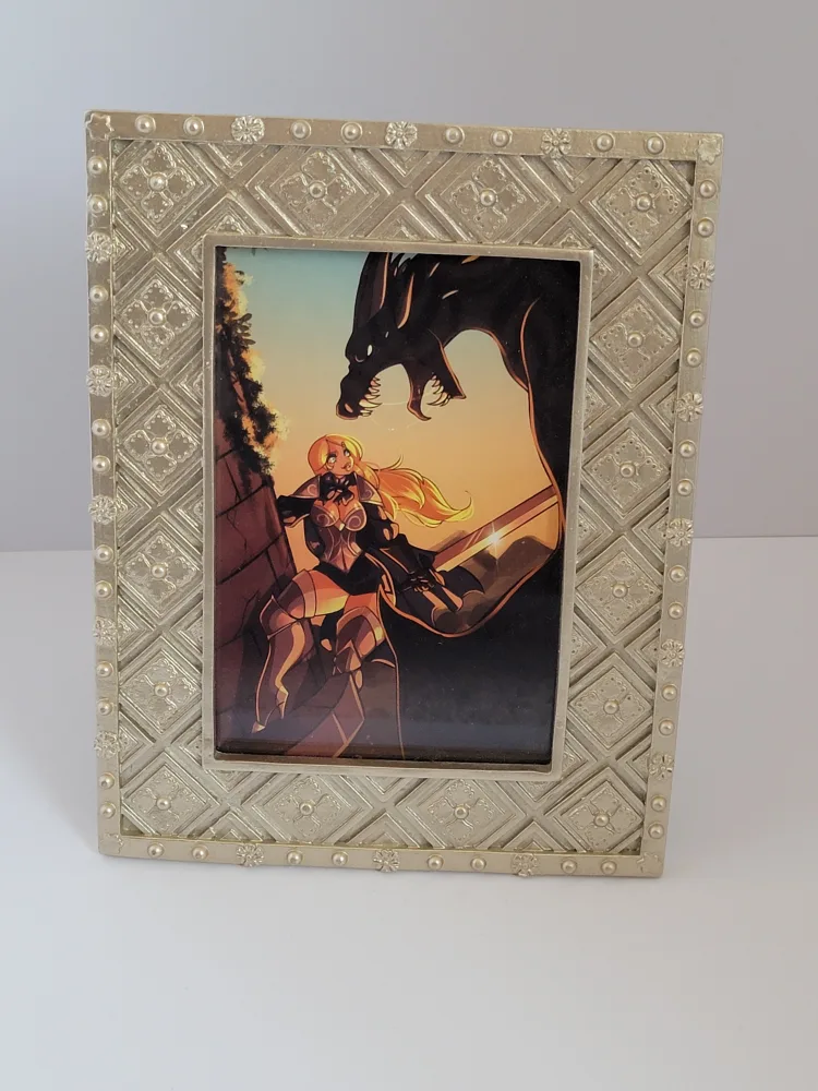Decorative Gold Picture Frame with a dragon and warrior art thumbnail