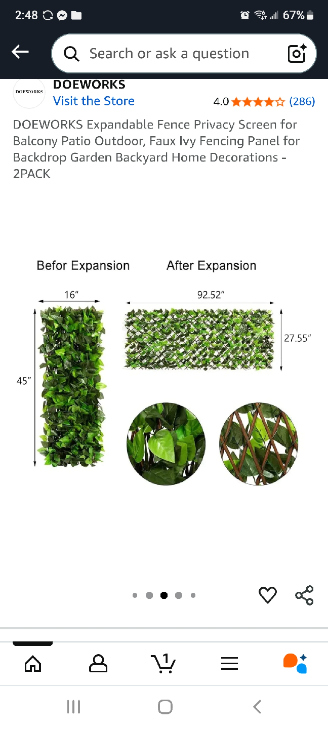 Expandable Faux Ivy Fence - 2 Pack - photo 2