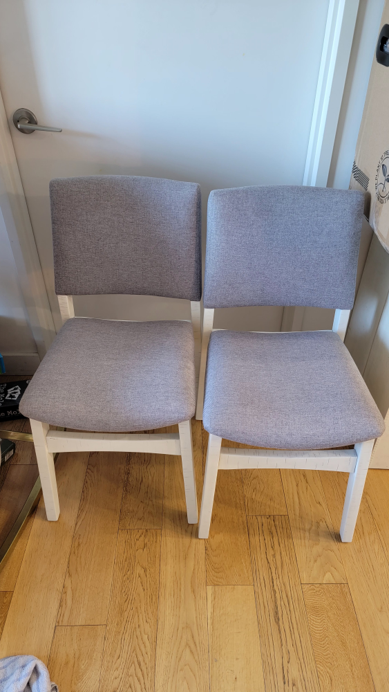 Pair of Gray Upholstered Dining Chairs