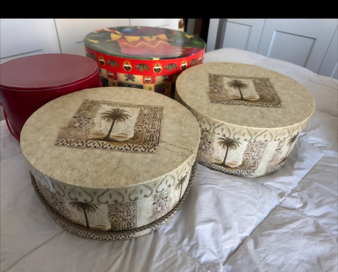 Set of 4 Decorative Round Storage Boxes