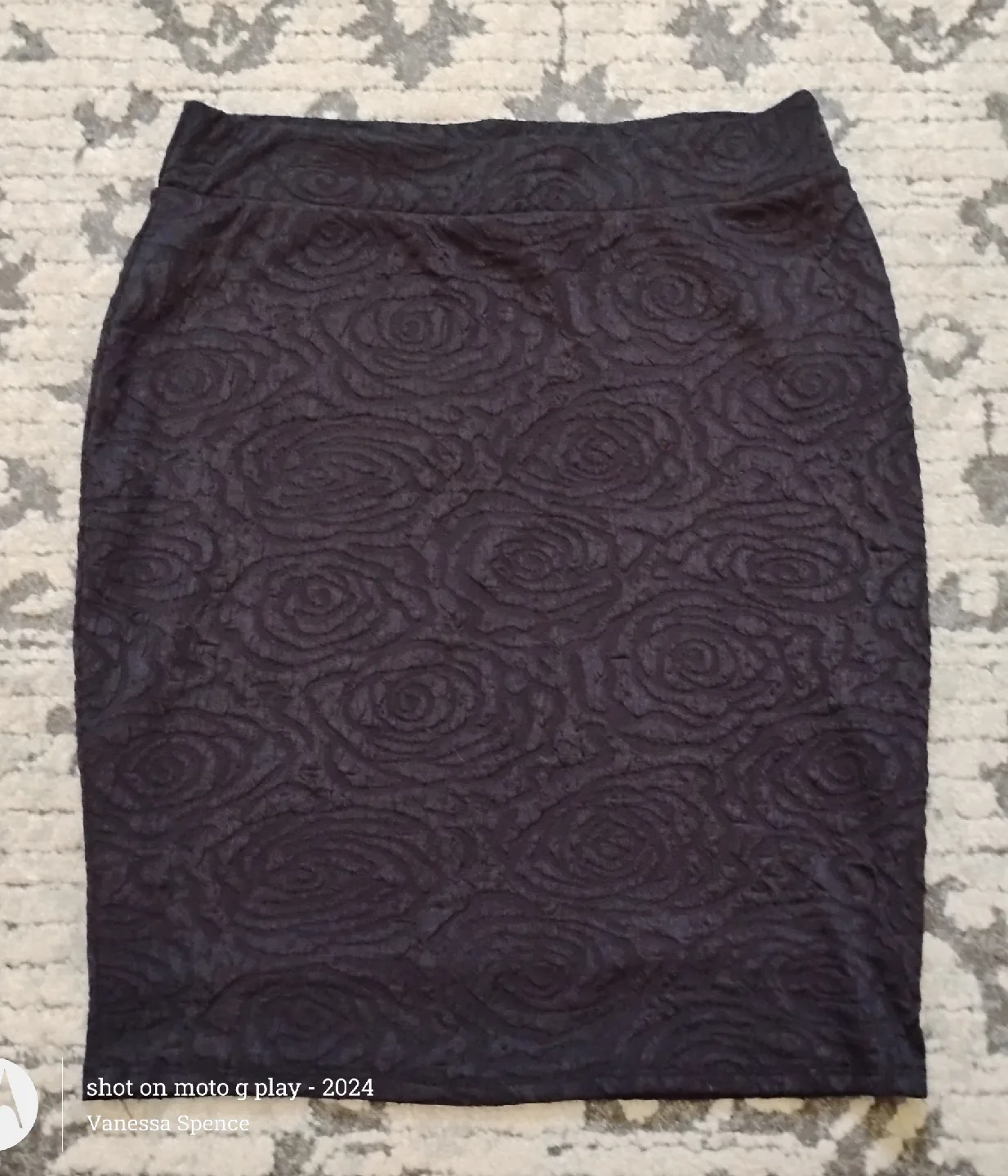 Mandy Evans Black Rose Pattern Skirt - Size Medium thumbnail