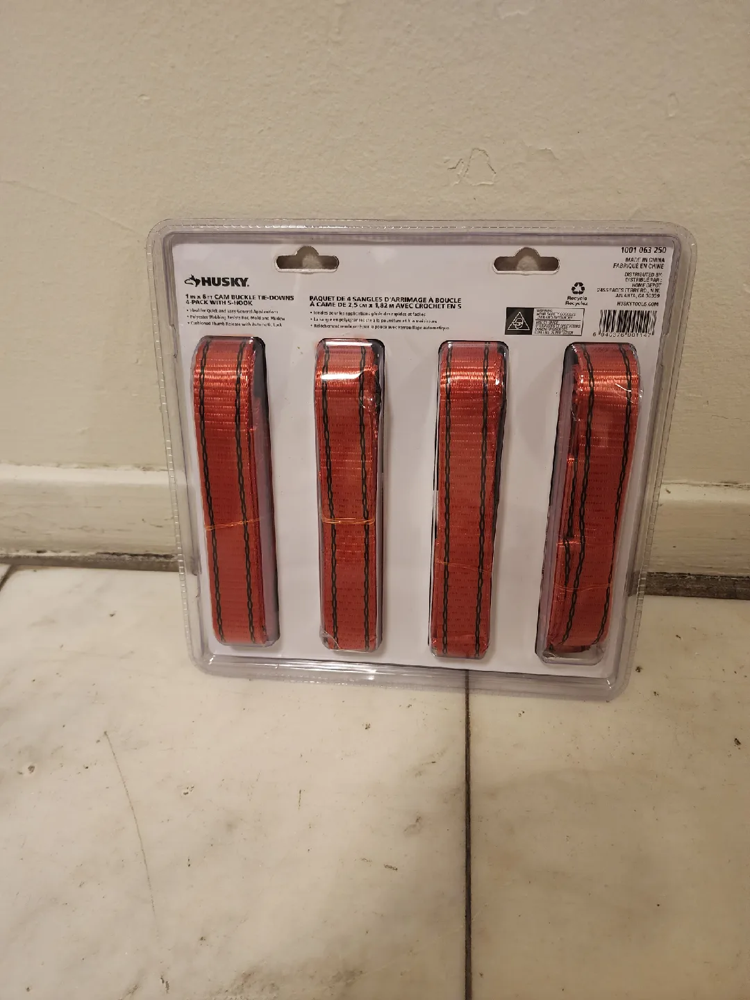 New Husky 1 in x 6 ft Cam Buckle Tie-Downs 4-Pack image indicator(7)