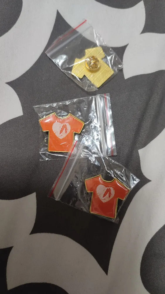 Orange T-Shirt Pin Badges thumbnail