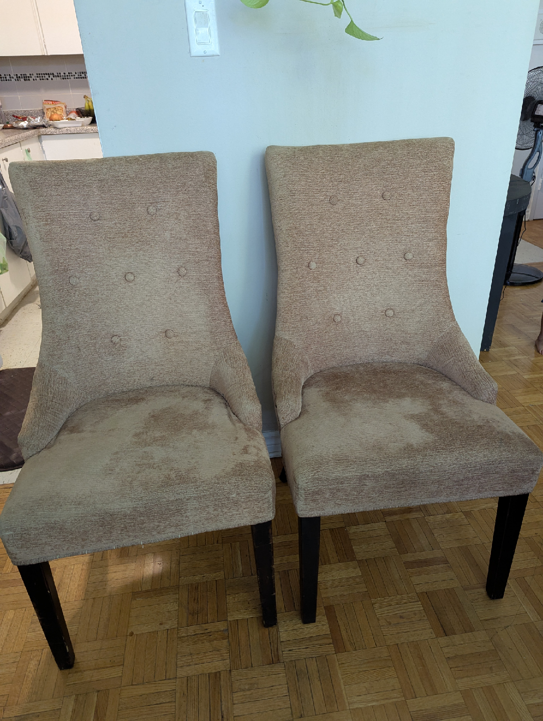 Glass Top Round Dining Table & 2 Upholstered Chairs - photo 2