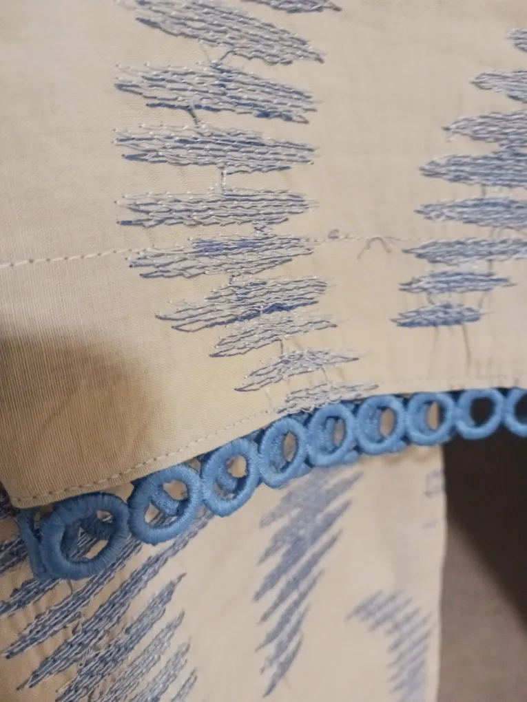 Designer Kurti Dress - Beige & Blue image indicator(3)